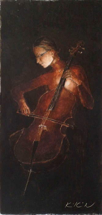 Dantova galerie: Hudba v dívce, dívka v hudbě.; akvarel